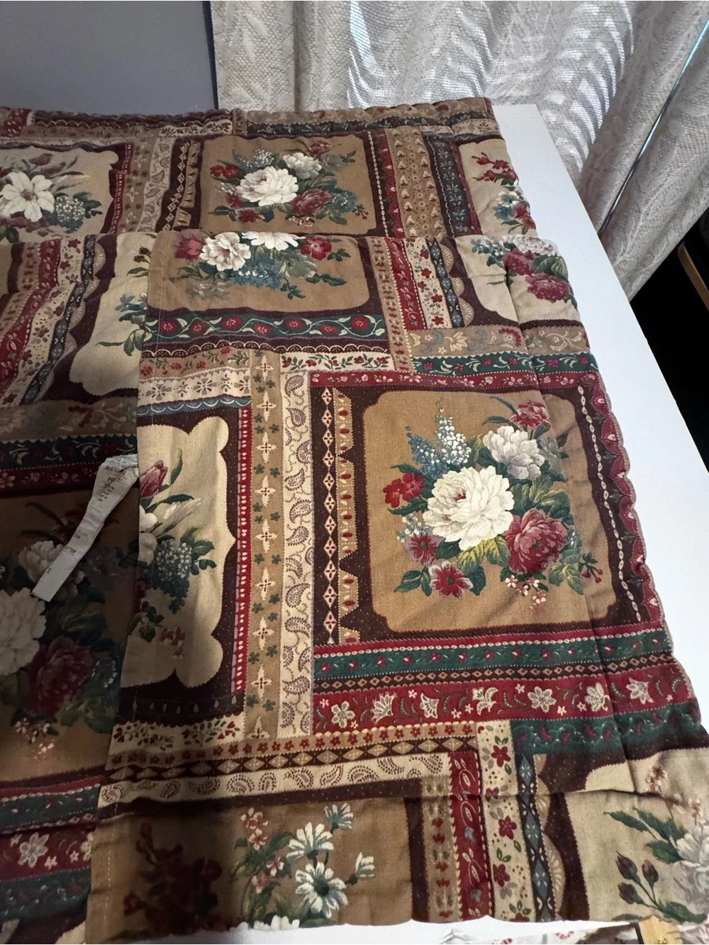 Lot of Two Floral Brown Standard Size Quilted Country Core Themed Pillow Shams